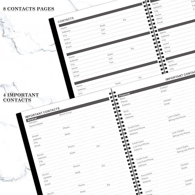 2027-2028 Monthly Planner - 2 Year Planner 2027-2028, JAN 2027 - DEC 2028, 9" x 11", 2 Year Calendar 27-28 Monthly Planner with Tabs, Pocket, Label, Contacts - Black