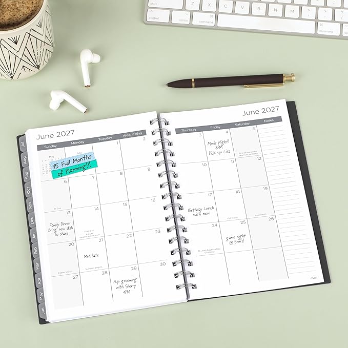 Mead Planner 2026-2027 Weekly & Monthly Academic 15-Month April-June, 5.5" x 8.5", Black (CAW42005)