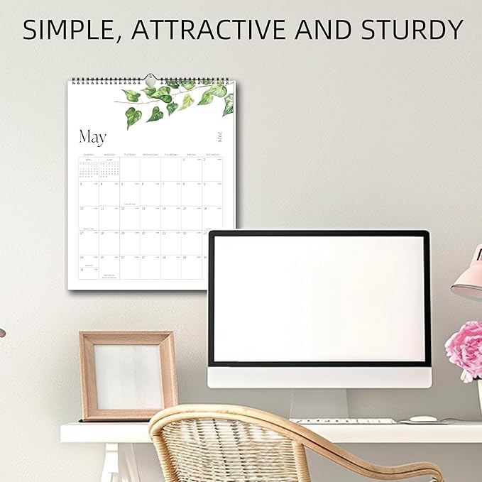Aesthetic Wall Calendar 2026, 18 Monthly Vertical Calendar January 2026 to June 2027, 15" x 10" Modern Wall Hanging Calendar for School, Home, Office for Monthly Organizing & Planning