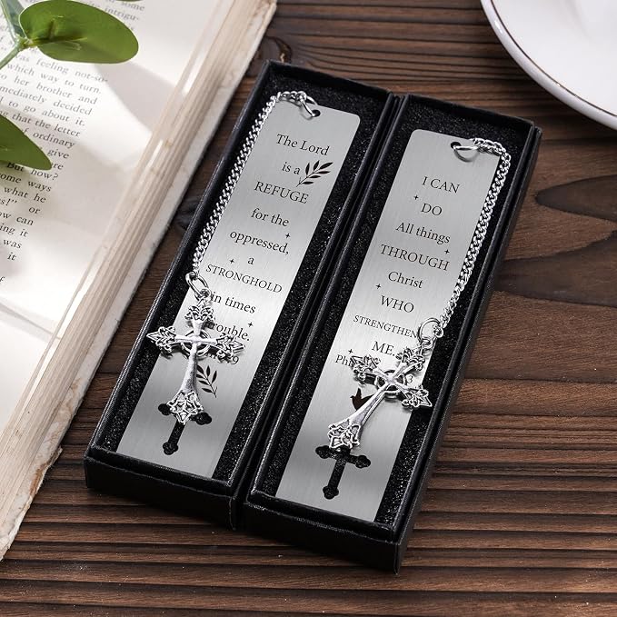 Christian Metal Bookmark Gifts - 2 PCs I Can Do All Things Bible Verse Bookmarks for Reading Women Men Religious Scripture Book Marks Cross for Friends Bookish Readers Christmas Birthday