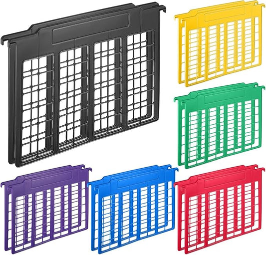 Watersay 12 Pack File and Folder Dividers 11 x 6 Inches Hanging Filing Cabinet Dividers Plastic Folder Organizer Insertable File Separators Office Filing Supplies for Organization (Multicolor)