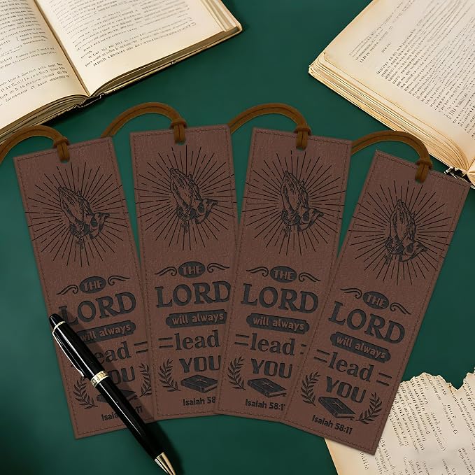 1PCS Leather Bookmark Bible Bookmarks for Reading Women Men Book Lovers Gifts, Stitched Religious Christian Bookmark Page Markers Inspirational Bible Verse Scripture Book Marks (Vintage-2-Prayer)