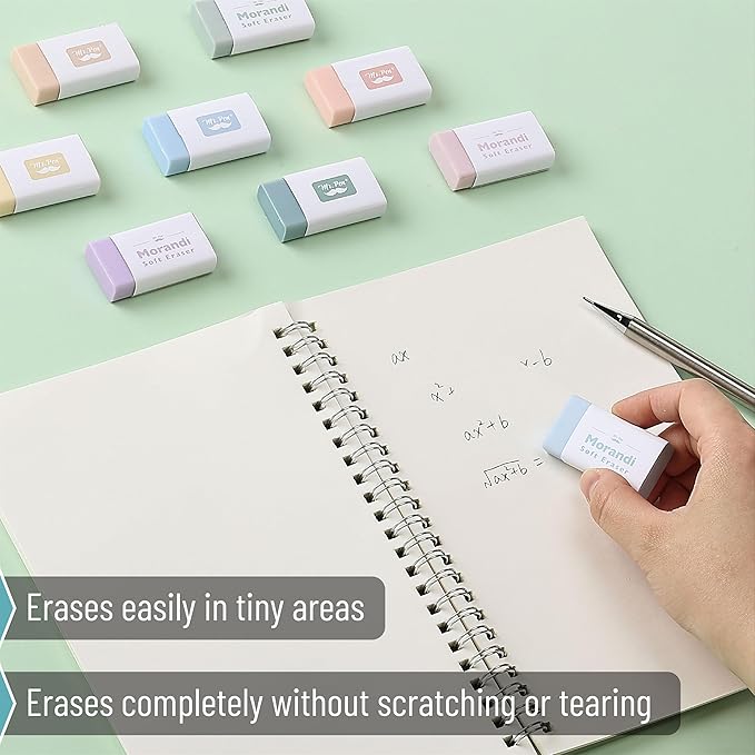 Mr. Pen- Pencil Eraser, 10 Pack, Morandi Colors, Large Latex Free Block Erasers for School, Office, Art Sketching, Homework, Exams, Clean Smudge-Free Correction