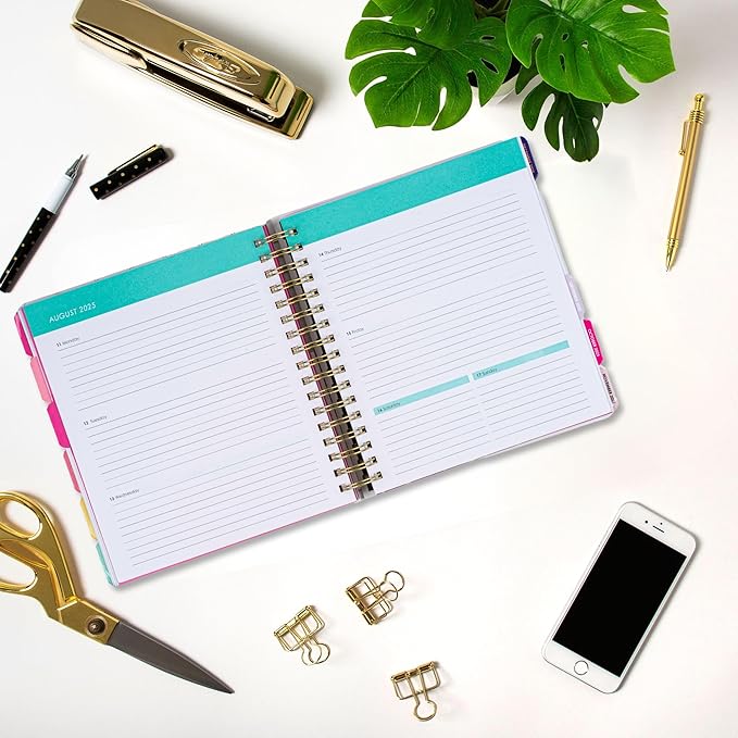 Votum 18-Month Day Large Planner, 2024-2025, Daily, Weekly & Monthly, January-June, Organized Chaos Black - Appointment Book with 3 Sticker Sheets, Twin-Ring Binding, Notes Pages - School & Work