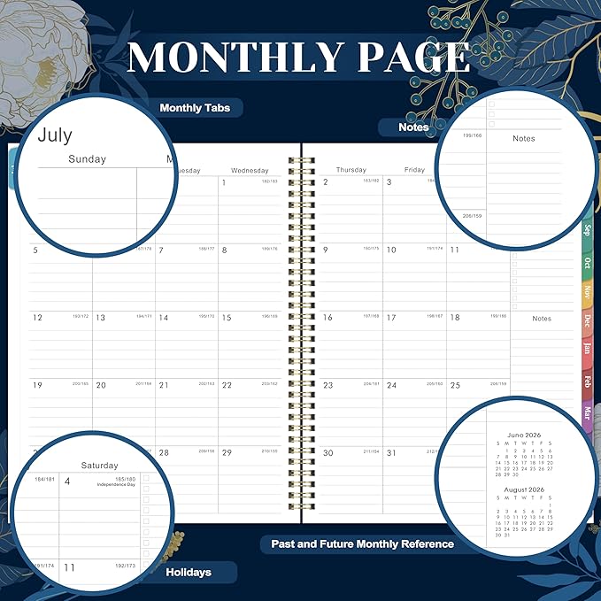 Planner 2026-2027 - Academic Planner 2026-2027, Jul 2026 - Jun 2027, Planner Weekly and Monthly, 8.5" x 11", Monthly Tabs, Twin-wire Binding, Holidays, Back Pocket