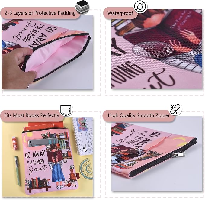 Book Sleeve for Book Lovers, Bookish Book Protector, Book Covers for Paperbacks, Washable Fabric, Book Sleeves with Zipper, Medium 11 Inch X 8.7 Inch