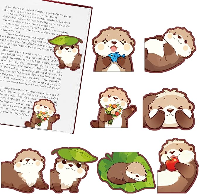 Otters Magnetic Bookmarks Gifts - 8 Pcs Cute Animals Bookmark for Women Book Lovers Students Funny Page Clips Office Reading Accessories Bookworms Gift for Birthday Christmas
