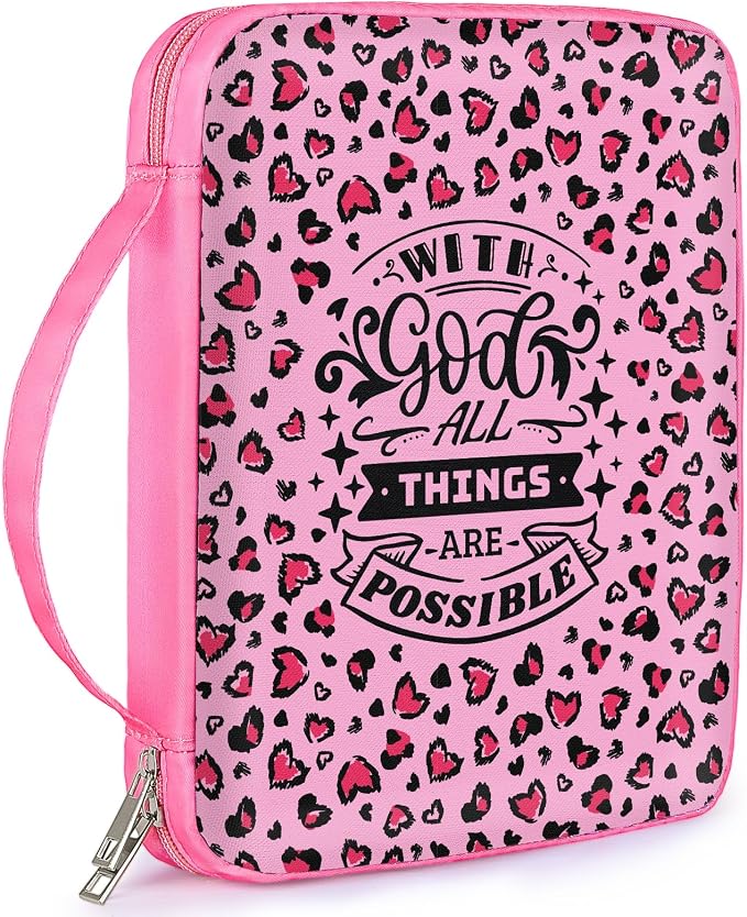 ICOSY Bible Cover Case for Women Girls Kids Bible Bag Case with Handle Kids Girls Bible Study Accessories Supplies