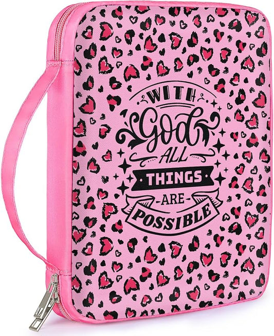 ICOSY Bible Cover Case for Women Girls Kids Bible Bag Case with Handle Kids Girls Bible Study Accessories Supplies