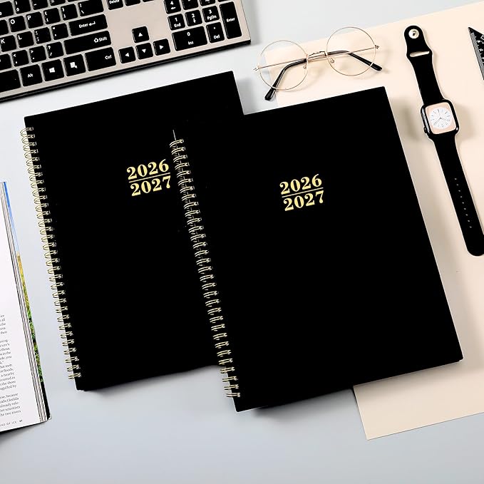 Planner 2026-2027 - Academic Planner 2026-27, Jul.2026 - Jun.2027, 9"x11", 2026-2027 Planners Weekly and Monthly with Colorful Tabs + Class Schedules + Back Pocket + Twin-Wire Binding - Black