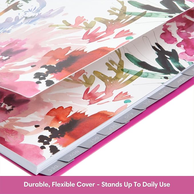 Blue Sky Kelly Ventura 2027 Weekly and Monthly Planner Calendar, January 2027 - December 2027, 8.5" x 11", Flexible Cover, Laminated Tabs, Durable Twin Wire Binding, Storage Pocket, Includes Sticker Sheet, Magenta Blooms