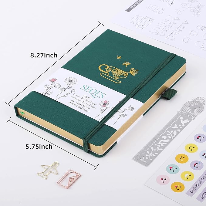 A5 Bullet Dotted Journal Notebook | 160gsm Thick Bleedproof Paper, Lay Flat Binding, 160 Numbered Pages | Hard Cover Dot Grid Notebook/Bullet Journals for Creatives & Professionals-COFFEE
