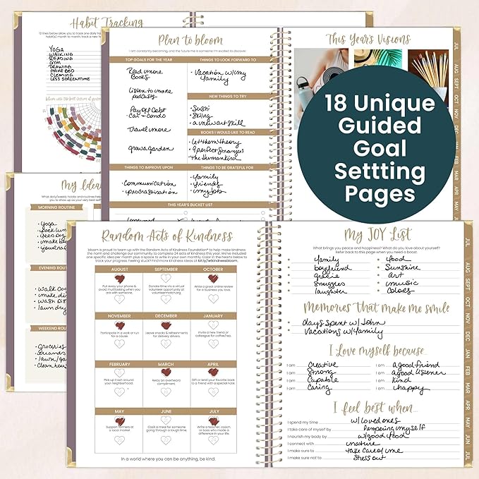bloom daily planners HARDCOVER Planner 2026-2027 (8.5" x 11") Academic Year (July 2026 - July 2027) - 13 Months Task Goal Planner for Women - Monthly & Weekly Agenda Book - Purple Linen