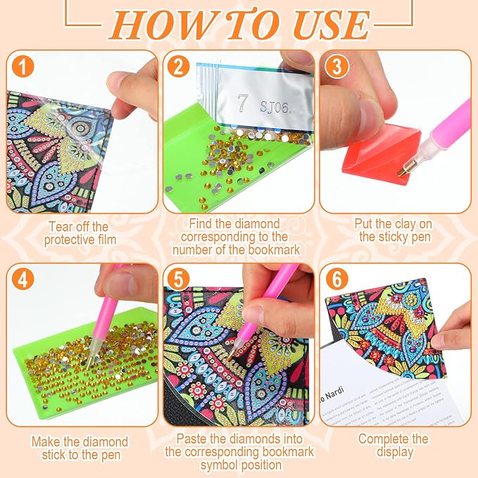 Ireer 12 Pcs 5D Diamond Painting Corner Bookmark Rhinestone PU Leather Diamond Painting Bookmark Triangle Art Bookmarks for Home Office Beginner Adults Birthday Mother Gift(Trendy Style)
