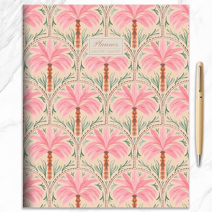 TF Publishing July 2026 - June 2027 Exotic Palms Large Monthly Planner with Thick Paper - 12 Month Academic Planner 2026-2027 with 2-Page Spreads, Large Calendar Grids and Prompts - 9in x 11in