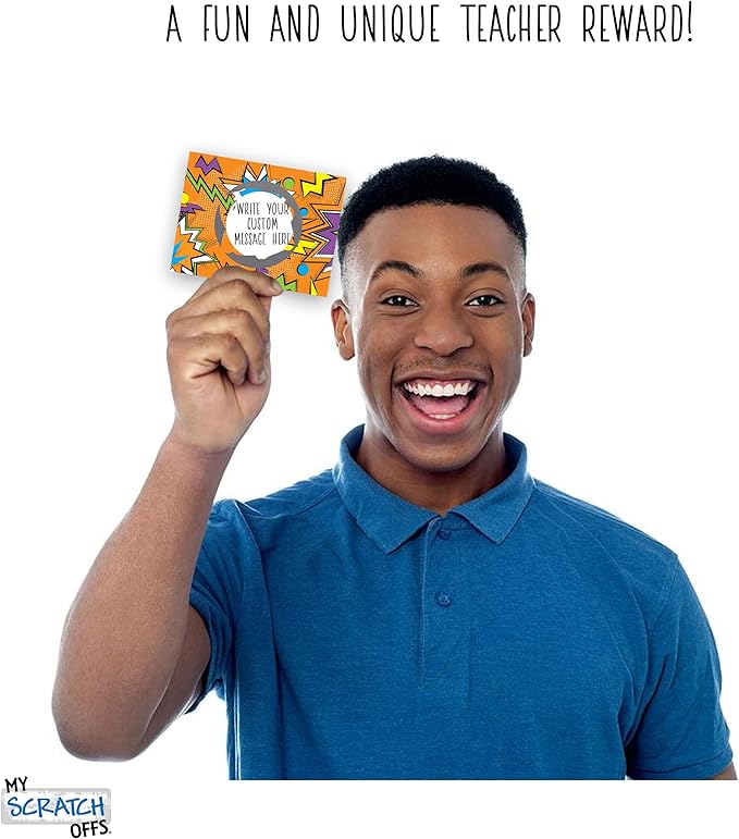 My Scratch Offs 50 Pack Zig Zag Orange DIY Custom Make Your Own Scratch Off Cards for Teacher Supplies, Classroom Must Haves, Motivational Cards for Students & Small Business