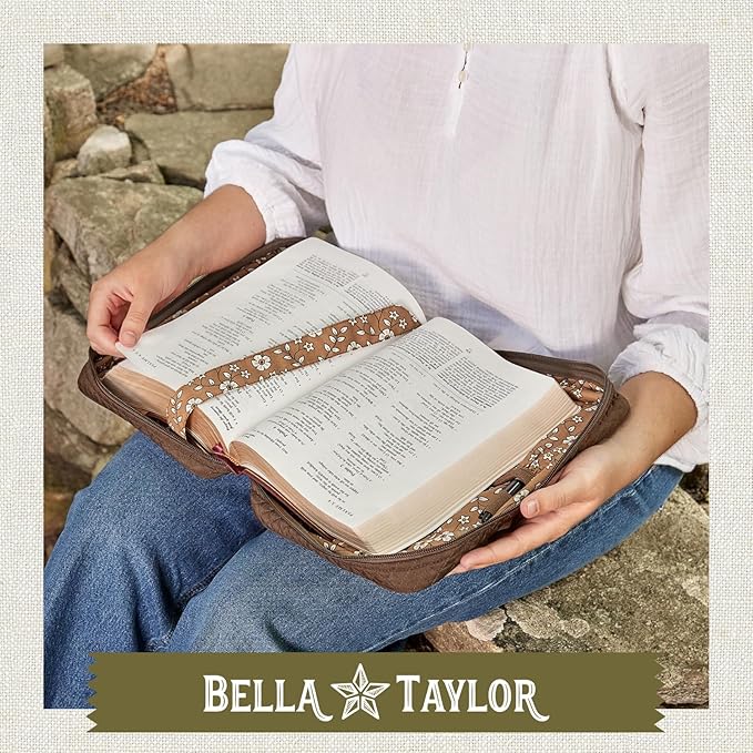 Bella Taylor Quilted Bible Cover for Women - Large Study Bible Case - Chocolate Brown