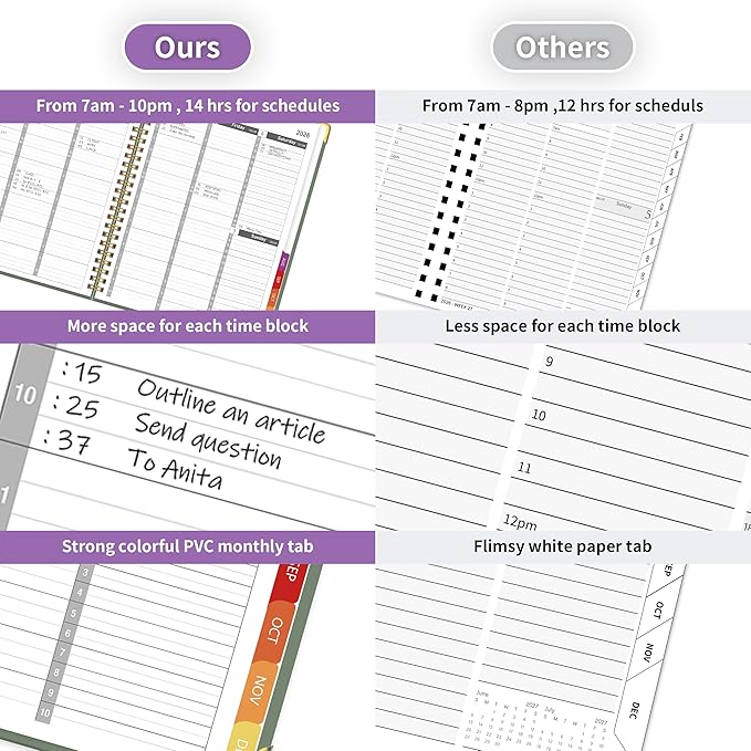 Appointment Book 2026 with Colorful Tabs ,Hardcover Weekly & Monthly Appointment Planner from Jan 2026-Dec 2026 ,Daily 7AM - 10 PM Hourly Schedule Planning for Salon,Client,12 Monthly Calendar 9" x 11", Green