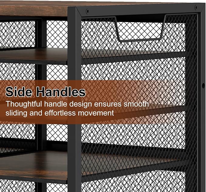 TQVAI 12 Compartments Desktop Literature Organizer, Metal Frame Paper Sorter with Handles, Adjustable Mailbox for Classroom and Office, Desk File Organizer for Document, Bill, Magazine, Antique Brown