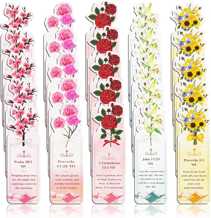 Bible Bookmark for Women, 80 Scriptures Religious Inspirational Bible Verse Bookmarks for Christian Gifts, Prayer Cards, Pink Scripture Book Marks for Reading Women, Book Lovers, Church Gifts in Bulk