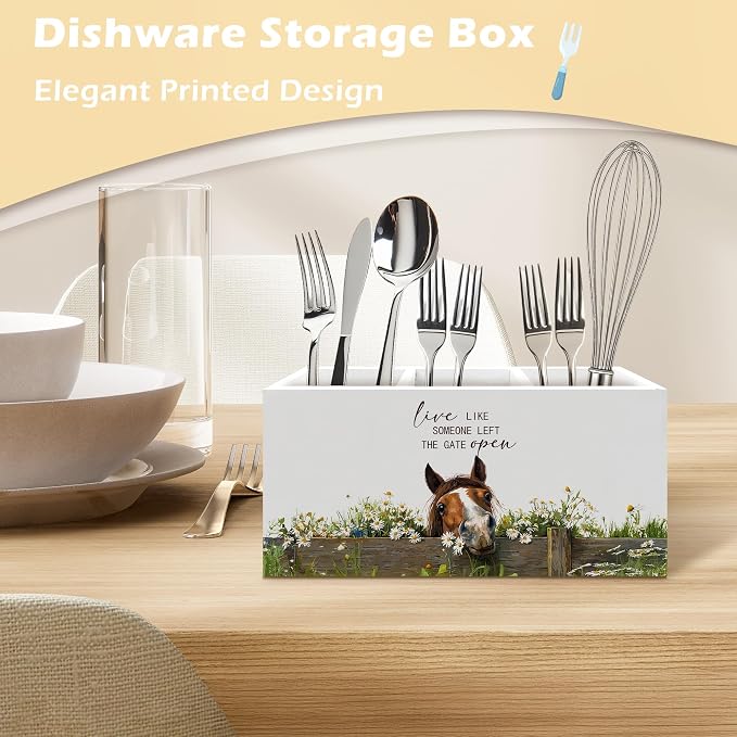 Farmhouse Horse Pen Holder Organizer Desk Decor, Gifts for Horse Lovers, Live Like Someone Left the Gate Open Wooden Pen Pencil Holders for Home Office Desk Accessories