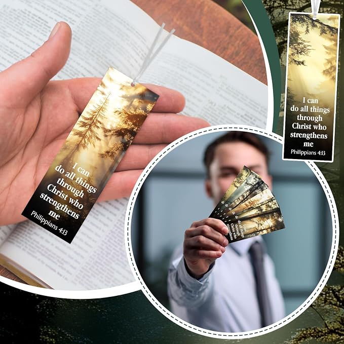 Dispowreath 60 Pcs I Can Do All Things Through Christ Bookmarks Religious Philippians 4: 13 Bookmarks Church Exchange Gifts for Men & Women Sunday School Vbs Church Prizes Party Favors