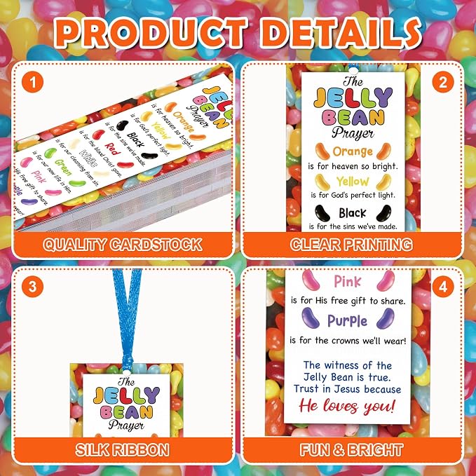 Dispowreath 60 Pcs Jelly Bean Prayer Religious Christian Bookmarks Church Bookmarks Gift for Teens Men Women Church Home Party Favors