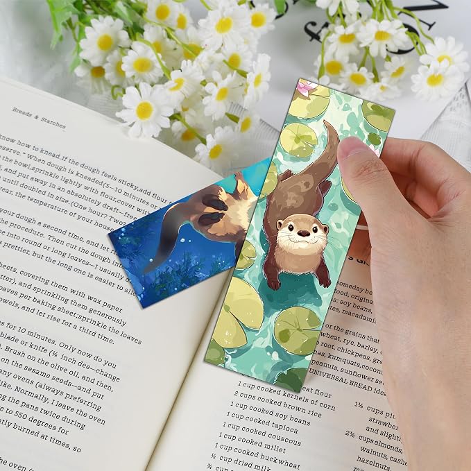 50 Pcs Sea Otter Bookmarks, Animal Paper Page Markers for Reading Lovers, Decorative Reading Accessories, Holiday Gift Idea for Men and Women