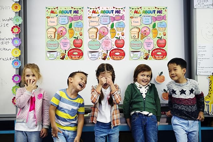 WaaHome All about Me Poster Elementary 12pcs 12"x17" Large DIY All About Me Poster Kindergarten Preschool for Star Students Kids Classroom Teacher Must Haves Back to School Supplies