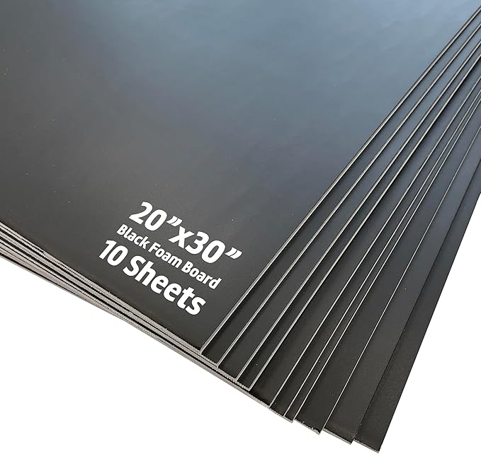 Flipside Products 20" x 30" Black Foam Board, Arts and Crafts, 3/16" Thick, Presentations, Signboards, Backing Board, Display, Pack of 10