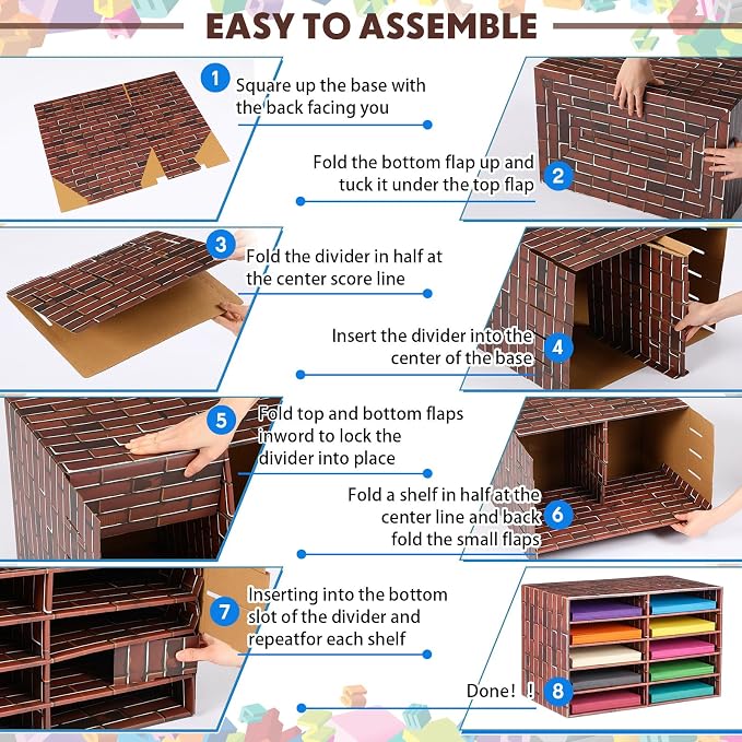 Dispowreath 2 Pack 10 Slots Construction Paper Storage, Classroom Mailboxes, Back to School Literature Cardboard Paper Organizer for Teacher, Office, 19.7 x 12.4 x 11.8 Inches (Red and Brown,Brick)