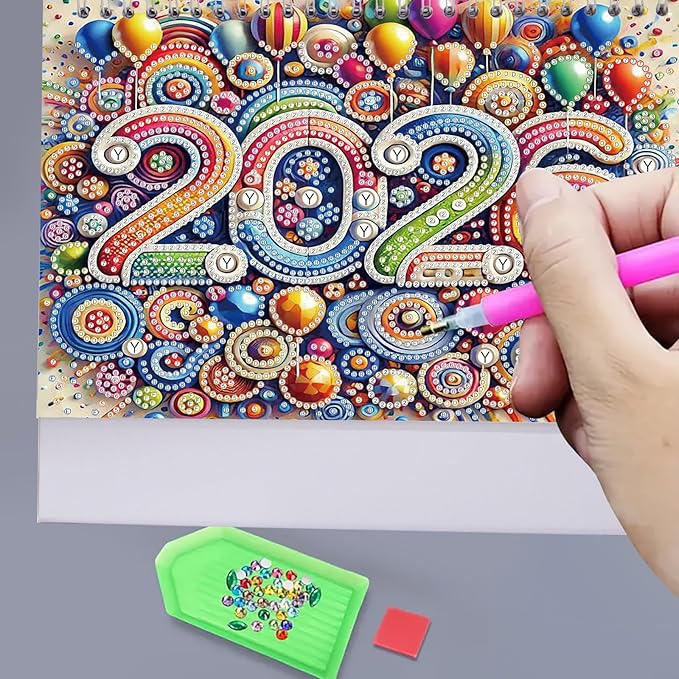2026 Standing Desk Calendar DIY Diamond Art Painting Monthly Flip Desktop Calendar with To Do List Calendars Planner for Home Office-2026 Flowers