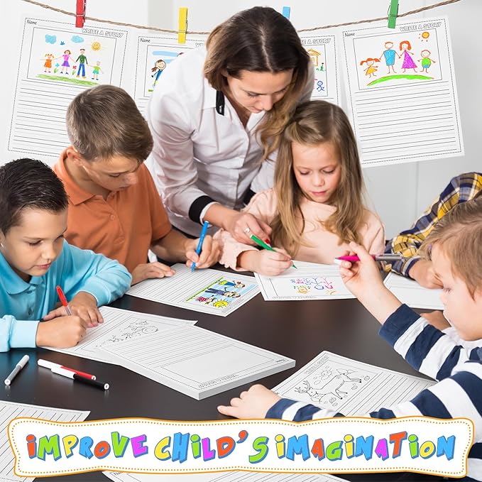 400 Sheets Writing Beginner Paper for Kids Create Story, 8.5"x11" Handwriting Paper Bulk with Picture Space and Lines DIY Craft Writing Kit for Kids Journal Activity, Easter Gifts