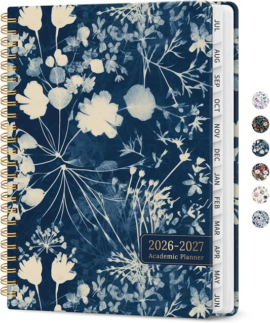 Planner 2026–2027, Academic Year Monthly & Weekly Calendar Book, Jul 2026–Jun 2027, Hardcover Organizer with Tabs, Student & Teacher Planner, 6.3" x 8.5", Rustic Bloom