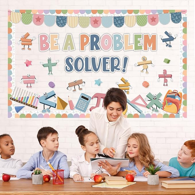 Boho Math Bulletin Board Set Mathematics Symbol Paper Cutouts Be A Problem Solver Bulletin Board Back to School Classroom Decorations for Teacher Educational Elementary Middle Schools Wall Decor