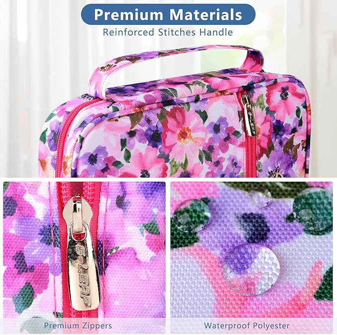G-LEAF Bible Cover Case/Book Cover, Bible Case for Women Girls, Bible Cover Bags Floral Pattern With Handle Fits for Standard Size Bible, 9.5x6.7x2.5 In