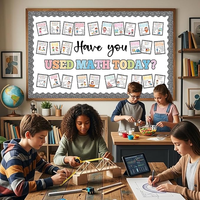 Math Bulletin Board Set Mathematics Composition Notebook Classroom Decoration Have You Used Math Today Poster Mathematics Paper Cutouts for School Chalkboard Wall Back to School Supplies