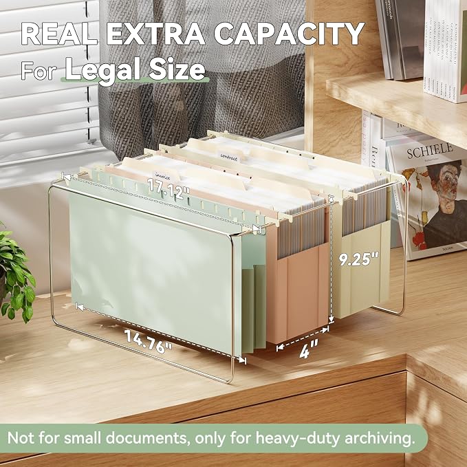 Plastic Legal Size Hanging File Folders Extra Capacity,4" Expanding Pocket,6 Pack Legal Expandable Large Pastel Hanging Folders with Tabs,Heavy Duty Filing Cabinet Folders for Bulky Files