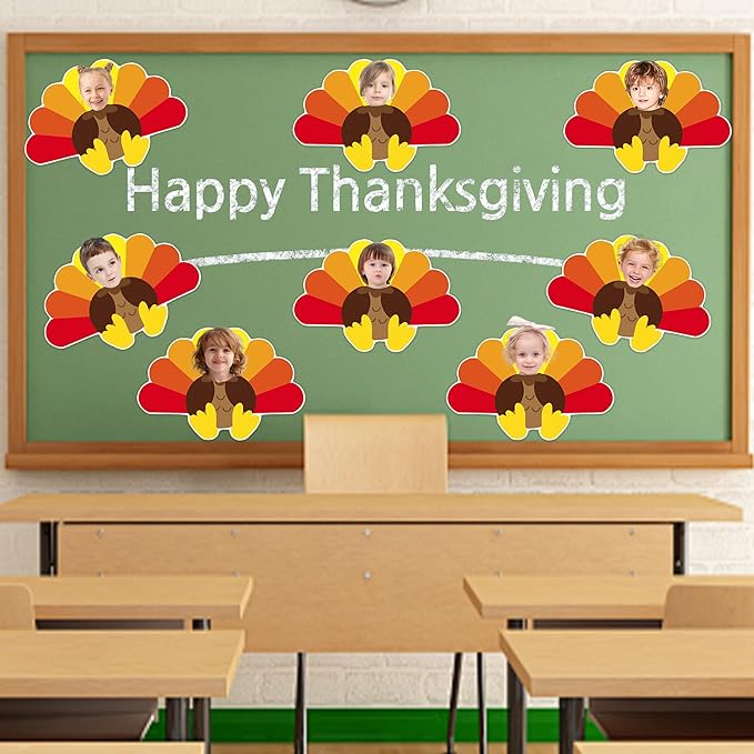 50 Pcs Thanksgiving Turkey Cutouts – Fall Bulletin Board Decorations for Classroom,School,DIY Crafts,Autumn Harvest,Home,and Party Supplies (Turkey)