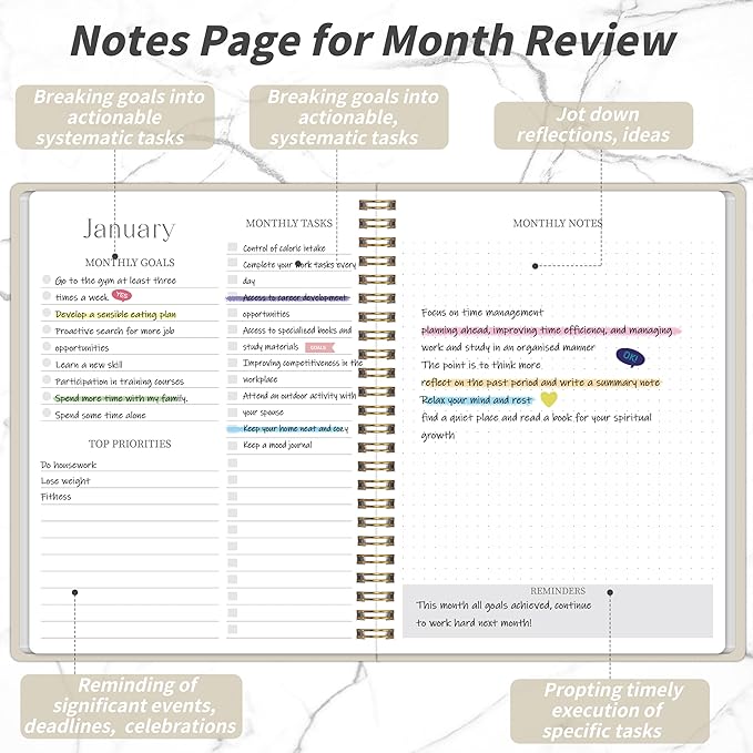 2026-2027 Monthly Planner - 2 Year Monthly Planner 2026-2027, Hard Cardboard Cover, Jan 2026 - Dec 2027, 7.5" x 10", 2 Year Calendar with 24 Month, Twin-wire Binding, Note Pages