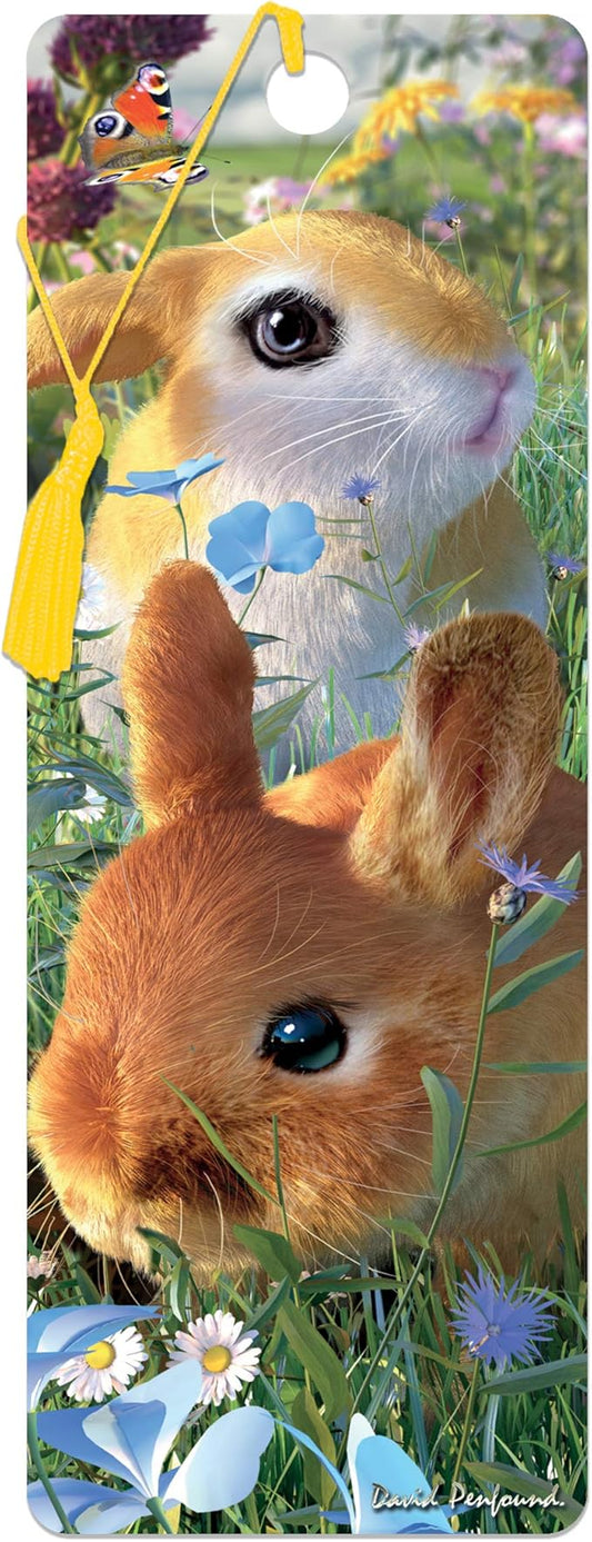 3D LiveLife Bookmark - Bunnies from Deluxebase. Cute Lenticular Rabbit Page Marker. Animal Themed Accessories for Book Lovers. Small Gifts for Men, Women, Writers and Teachers.