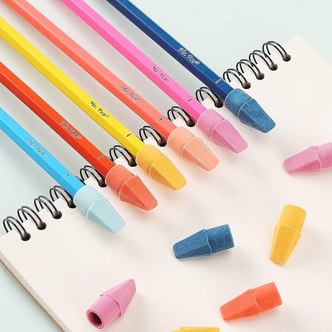 Mr. Pen- Pencil Eraser Toppers, 120 Pack, Vintage Colors, Cap Erasers, Pencil Top Erasers, Eraser Tops