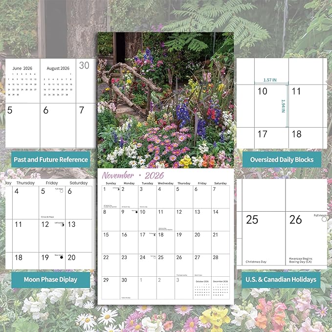 2026 Wall Calendar Garden | 12 Monthly Hangable Garden Calendars | 12" x 24" (Open) | Thick & Sturdy Paper for Organizing & Planning | Home and Office