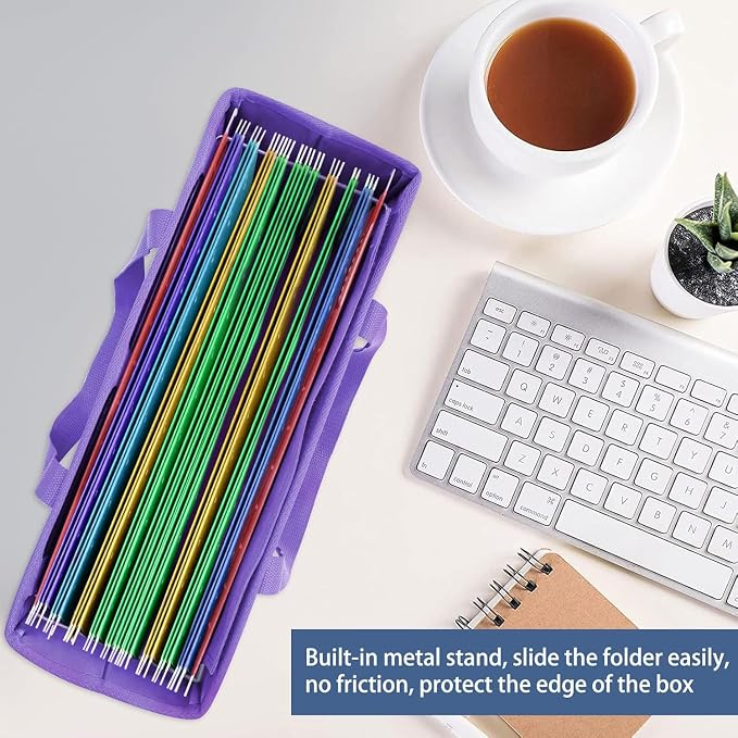abcxgood Desktop File Organizer Box,Collapsible Hanging Filing Box,Home Office Document Storage Organizer with Front Pocket and Handles, Letter Size Folder. (PURPLE)