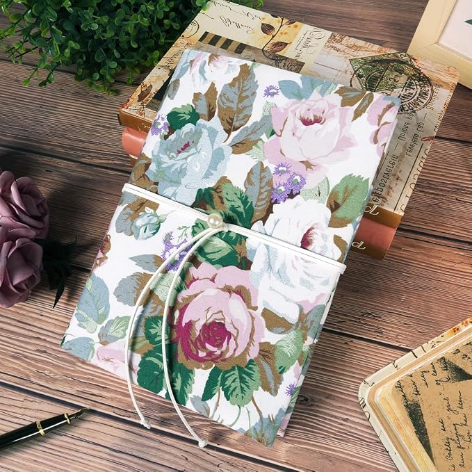 Book Covers for Paperbacks, A5 Book Cover for Hardcover, Soft Fabric Book Sleeve Cover Protector Fit for 5.5x8.2 inch Notebook Textbooks Softcover Book Novels - Multicolored Rose Flower Pattern