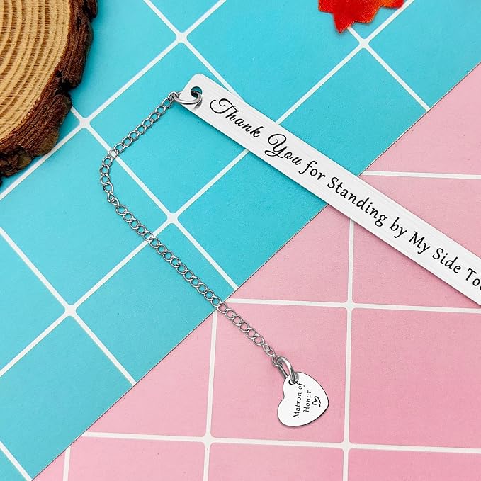 Matron of Honor Gifts from Bride Bookmark Bridesmaid Proposal Gifts Wedding Gifts for Matron of Honor Bachelorette Bridal Party Presents for Sister Women Friends Book Lover Metal Book Mark