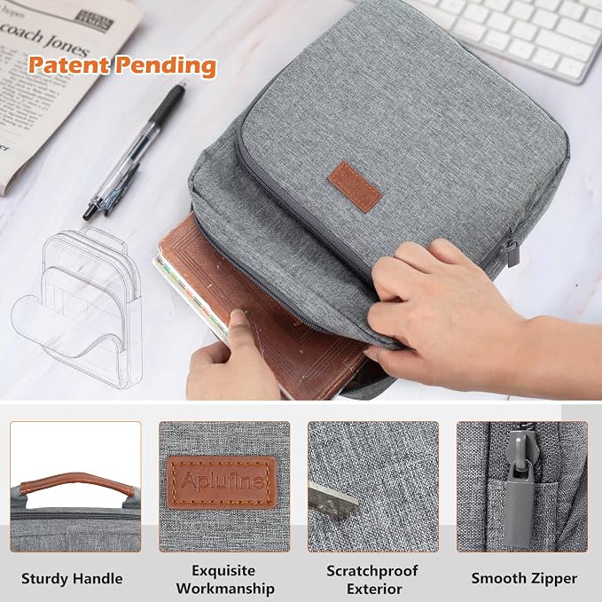 Aplufine Book Sleeve with Zipper, Book Pouch 11" X 9", Book Protector Pouch, Book Sleeve for Book Lovers, Book Cover, Book Carrying Case for Book Accessories, Study Suppliers