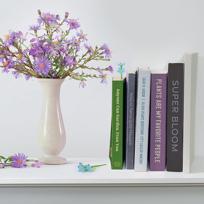 Genuine Fred Forget ME NOT Flower Bookmarks – Set of 2 Blue Flower Page Markers – Soft and Flexible Silicone - Gifts for Readers and Book Lovers
