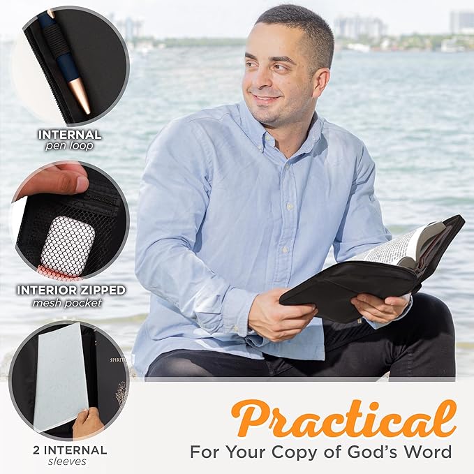 Promo Poly-Canvas Bible / Book Cover w/Fish Applique (Large, Black)