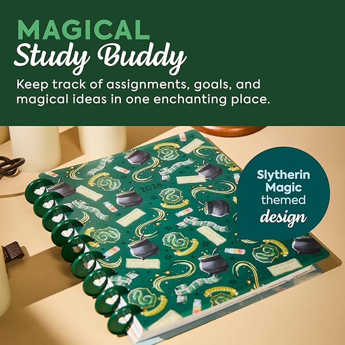 Happy Planner Harry Potter Disc-Bound 12-Month January–December 2026 Planner, Classic Size, Vertical Layout, Slytherin Magic